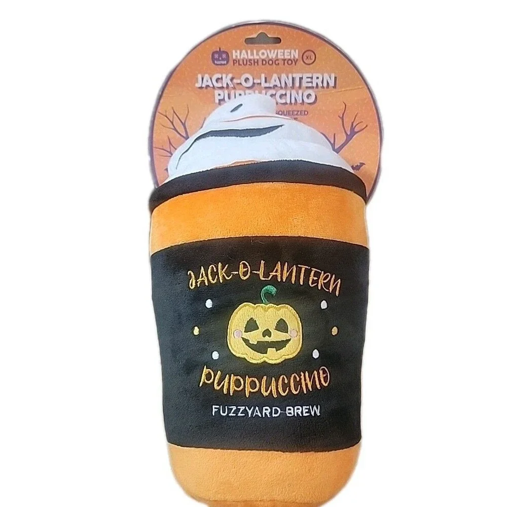 FuzzYard Jack-O-Lantern Puppuccino Squeaky Dog Toy XLarge 12 Inches tall